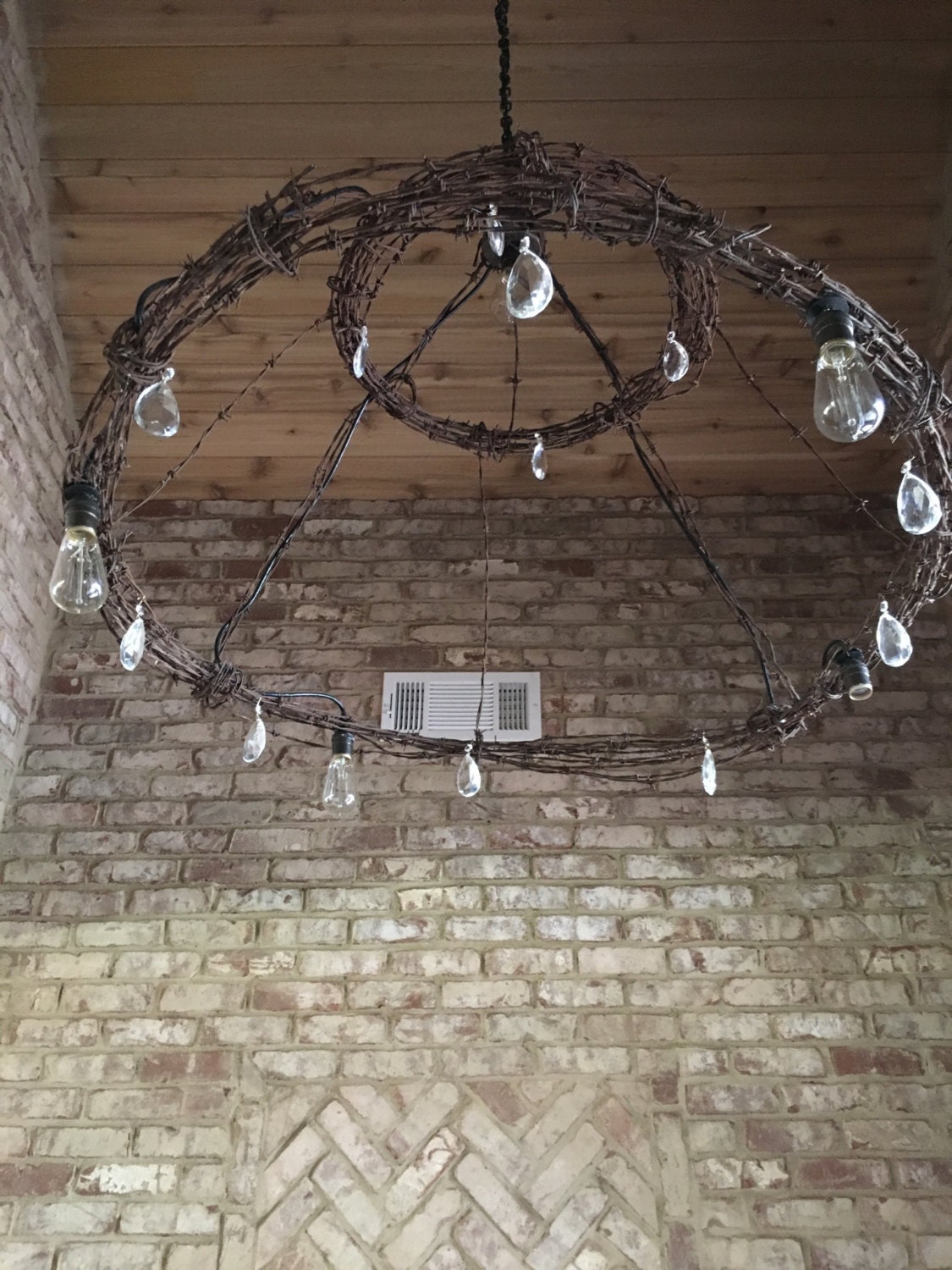 Barbed Wire Chandelier Light Fixture Etsy