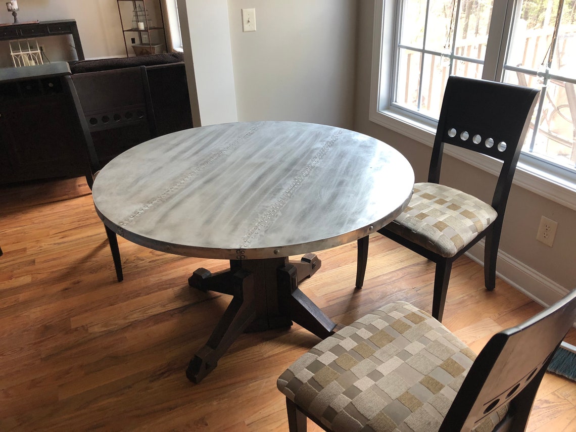 Vintage Zinc Top Table Custom Zinc Table Industrial Metal Etsy