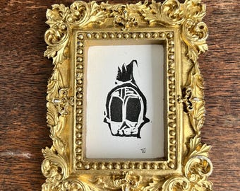 gekrönt : original Linoldruck