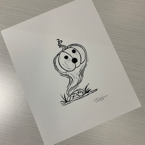 Pumpkin Ghost: Original Linocut Print