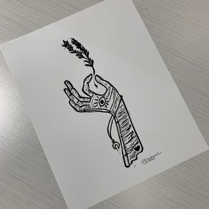 Spell Casters Hand - Lavender  : Original Linocut Print