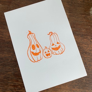 Pumpkin Pals  : Original Linocut Print