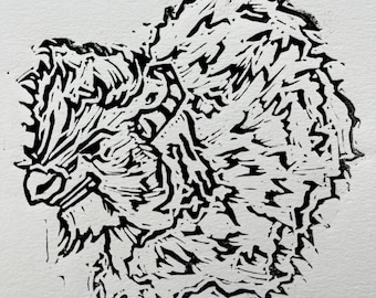 Bison : Original Linoldruck