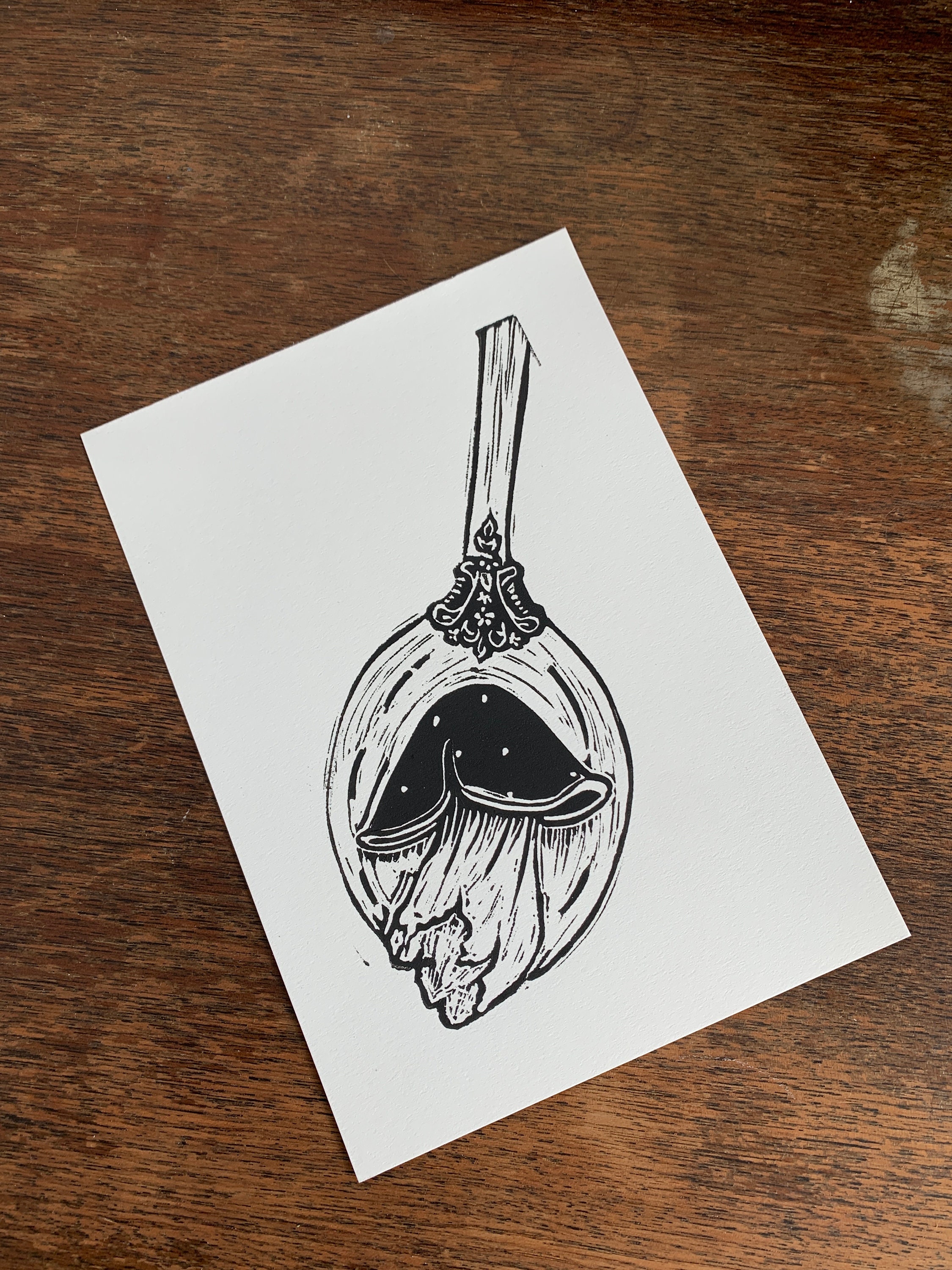 Mushroom on a Spoon: Original Linocut Print - Etsy