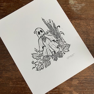 Hoppy Ghost: Original Linoldruck