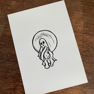 Boo Me (ghost)  : Original Linocut Print