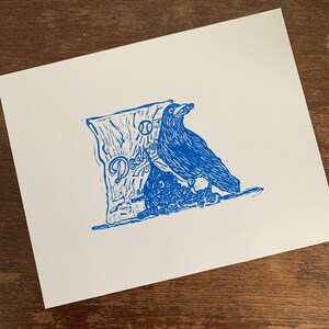 Dodgers Crow  : Original Linocut Print