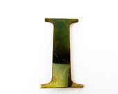 Vintage Solid Brass Shop Letter I, 6 quot Reclaimed Architectural Salvage, Sign, MCM