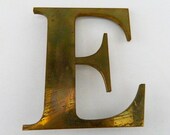 Vintage Solid Brass Shop Letter E, 6 quot Reclaimed Architectural Salvage, Sign, MCM