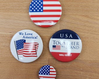 Vintage American Flag Patriotic Buttons- Walmart Together We Stand