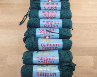 Vintage Columbia Minerva Cancun Cotton Yarn- Mallard Green- 8 Skeins