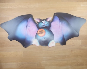 American Greetings Purple Bat Die Cut Decoration Vintage Halloween