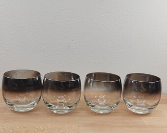 Vintage MCM Silver Fade Roly Poly Glasses Set of 4 Dorothy Thorpe- See Condition