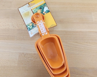 Vintage Orange Plastic Measuring Scoops- Set of 4