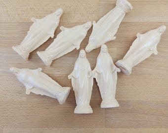 Vintage Miniature Mary Plastic Statues Lot of 7- Religious- Blessed Mother