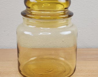 Vintage Gold Amber Bubble Lid Apothecary Jar- 5"