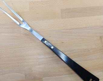 Vintage Household Stainless Meat Fork Kitchen Serving Fork Composite Plastic USA