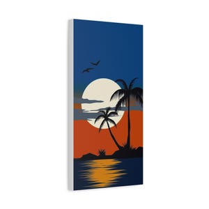 Tropical Sunset Canvas Wall Art, Beach Decor, Landscape Art, Home Decoration, Gift for Beach Lovers, Sunset Print