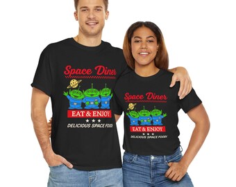 Camiseta gráfica Space Diner: camiseta retro para amantes de la comida