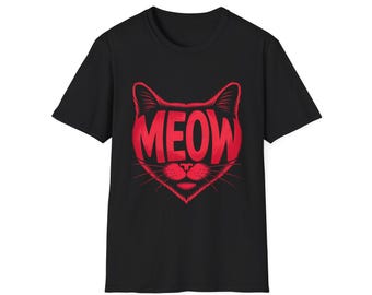 Cat Meow T-Shirt, Unisex Animal Print, Softstyle Cotton Tee