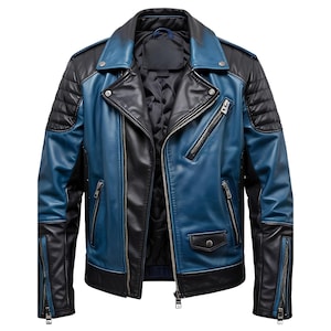 Mens genuine leather biker jacket moto style motorcycle jacket Handmade punk rock outwear for men
