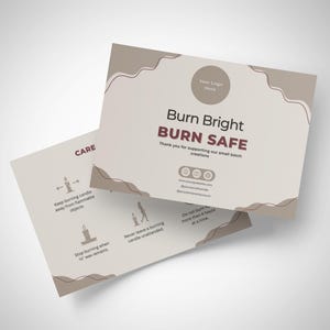 Candle Care Card Template Canva | Candle Safety Instructions Insert | Editable Candle Packaging Card | Small Business Printable Insert
