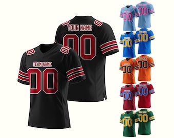 Football Jersey Customizable with Name and Number, Heat Press or Dense Embroidery, Personalized Sports Jersey, Unisex Team Uniform Gift