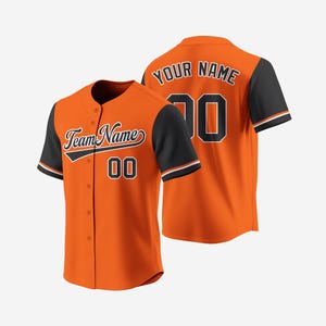 Custom Orange Black Baseball Jersey – Personalized Embroidered or Heat Press Team Shirt with Name and Number