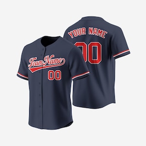 Custom Navy Baseball Jersey – Personalized Embroidery or Heat Press Team Shirt with Name and Number for Men Women