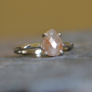 Rose Cut Diamond Engagement Ring, Recycled 14K White Gold, Eco-Friendly Engagement Ring