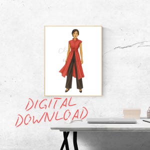 Fashion Illustration Wall Art Hand Painted Fashion Sketch Modern Woman Style Fashion Poster digital file Fashion Girl Stationery Friend gift