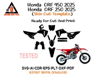 Honda CRF 250 450 2025 Skin Vector Template File  - Honda CRF 250 450 2025 Graphic Template Cutting File - Ready to Cut And Print Graphic