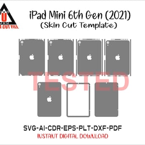 iPad Mini 6th Gen 2021 skin template vector skin layout skin die cuts file svg skin Cricut Silhouette iPad Mini 6th Gen skin cut file