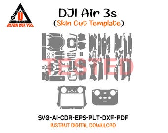 Dji air 3s skin vector file with rc-n2 and rc-2 skin template skin layout die cuts SVG Cricut Silhouette Dji Air 3s skin cut file