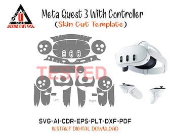 Archivo de plantilla vectorial de diseño de troquelado para auriculares con controlador Meta Quest 3 Archivo de corte de diseño de troquelado para Meta Quest 3