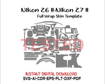 Nikon Z6 II / Z7 II skin vector template skin cut file layout skin die cuts file svg skin Nikon Z6 II / Z7 IISkin cut file