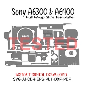Sony A6300 A6400 skin template vector skin layout skin die cuts file svg skin Cricut Silhouette Sony A6300 A6400 skin cut file