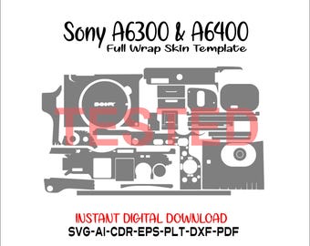 Szablon skórki Sony A6300 A6400, wektorowy układ skórki, wykrojniki skórki, plik svg, skórka Cricut Silhouette, plik wycinanki skórki Sony A6300 A6400