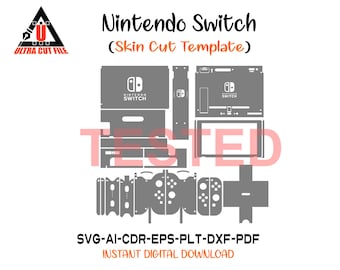 Plik szablonu wektorowego skórki Nintendo Switch, układ wycinanki skórki Nintendo Switch, plik wycinanki skórki Nintendo Switch, plik wycinanki SVG Nintendo Switch