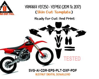 YAMAHA YZF250 - YZF450 (2014 To 2017) Skin Vector Template File Skin Die Cut Layout - YAMAhA YzF250.