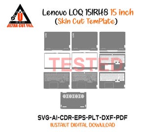 Lenovo LOQ 15IRH8 15 inch Skin template vector file skin die cut layout Lenovo LOQ 15IRH8 15 inch SKin cut file