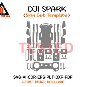 Dji Spark skin cut file skin vector template layout skin die cuts file svg skin Cricut Silhouette EPS,AI,SVG,CDr