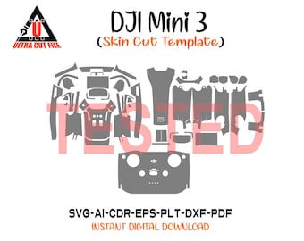 DJI MINI 3 skin cut file with rc and rc n1 skin vector teplate layout skin die cuts file svg skin Cricut Silhouette EPS,Ai,SVg,CDr