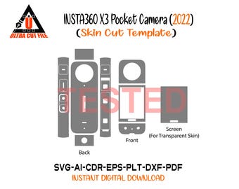 Insta360 X3 Pocket Camera skin vector template skin die cuts skin layout skin die cuts file svg skin Insta 360X3 Pocket skin cut file