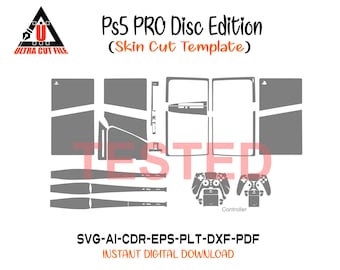 PS5 PRO Disc Edition skin template vector skin layout skin die cuts file svg skin Cricut Silhouette PS5 PRO Disc Edition Skin cut file
