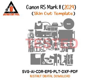 Canon R5 Mark II 2024 Haut Vektor Vorlage Haut Layout Haut die schnitte Datei svg Haut Cricut Canon R5 Mark II 2024 komplett wrap Haut geschnitten Datei
