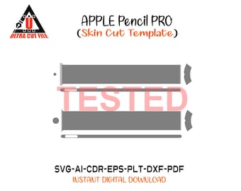Plantilla de skin para Apple Pencil Pro, vector, troqueles de skin, archivo de corte de skin, diseño de skin, archivo de troqueles de skin, skin SVG, archivo de corte de skin para Pencil Pro