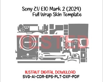 Szablon skórki Sony ZV E10 Mark II (2024) wektor układ skórki plik wykrojników skórki svg skórka Cricut sylwetka plik wycinanki skórki Sony ZV E10 Mark 2