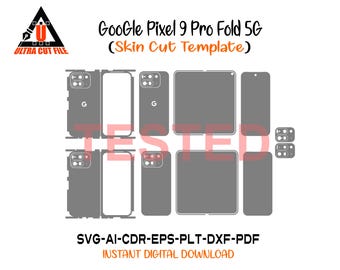 Google pixel 9 pro fold skin template vector skin layout skin die cuts file svg skin  Google Pixel 9 Pro Fold 5G skin cut file
