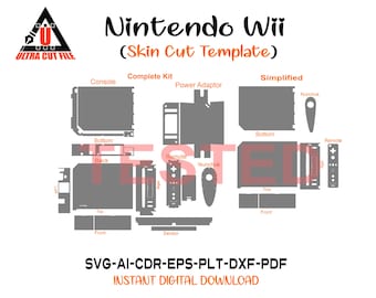 Nintendo Wii スキンのベクターテンプレートファイル、スキンのダイカットレイアウト、Nintendo Wii スキンのカットファイル、Nintendo Wii SVG カットファイル